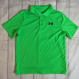 Under Armour loose fit heatgear boys youth XL short sleeve 3 button polo Green